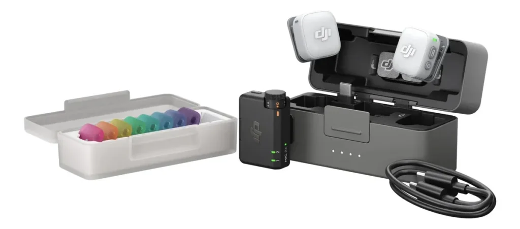 DJI Mic Mini 2 (2 TX + 1 RX padrão + estojo de carregamento), microfone sem fio para iPhone