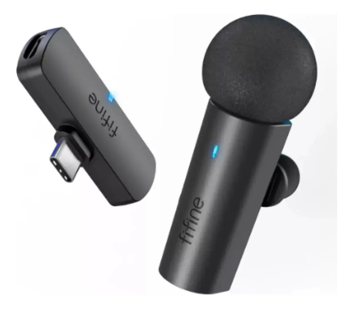 Fifine Microfone Lapela Sem Fio USB C M6 Para Celular Preto