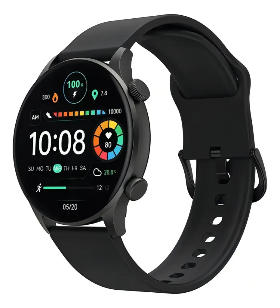 Smartwatch Haylou Ls16 Solar Plus RT3 tela de 1.43" com pulseira de silicone - cor preto